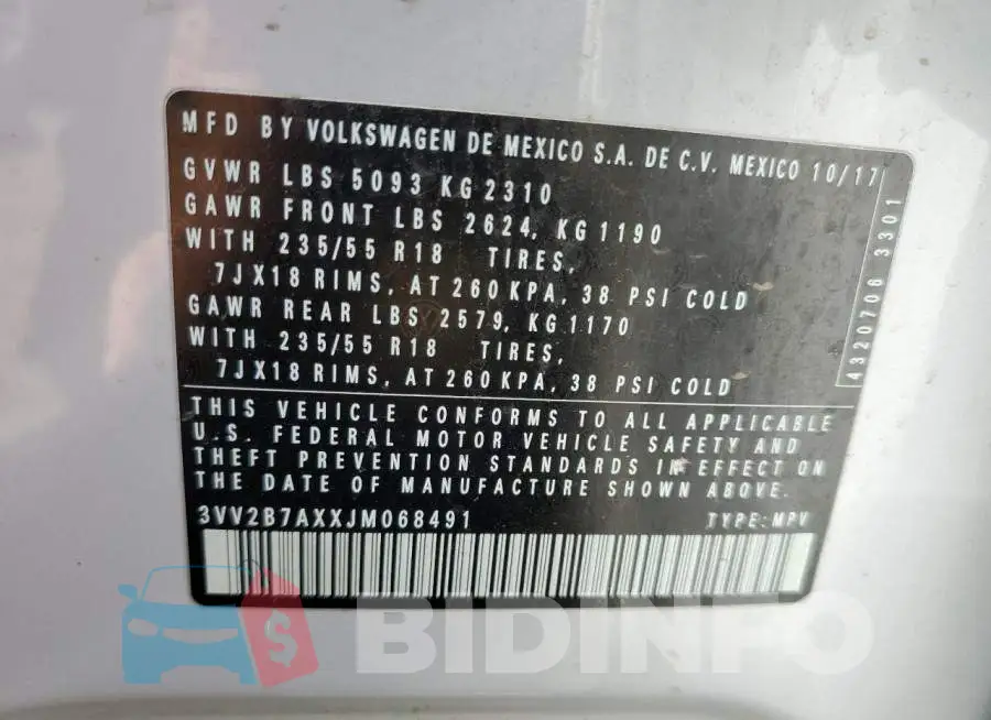 3VV2B7AXXJM068491 Photo# 10