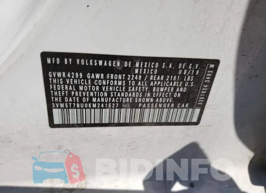 3VW5T7BU0KM241527 Photo# 10