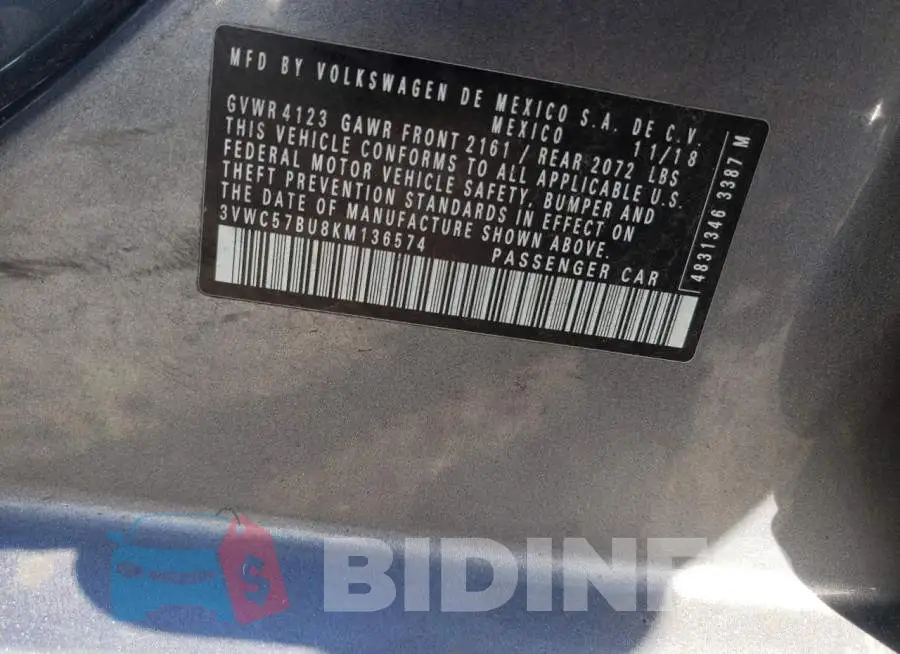 3VWC57BU8KM136574 Photo# 10