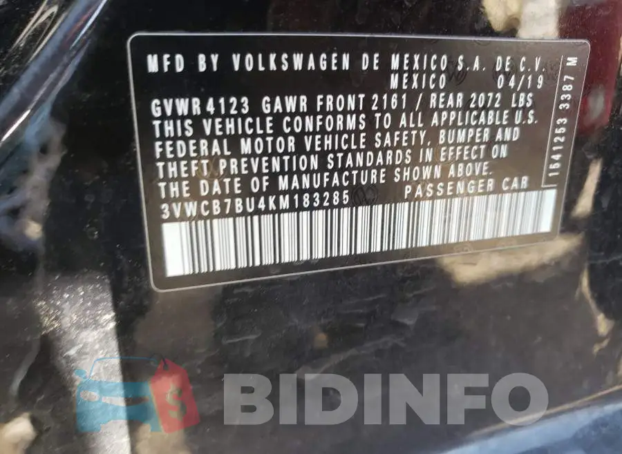 3VWCB7BU4KM183285 Photo# 10