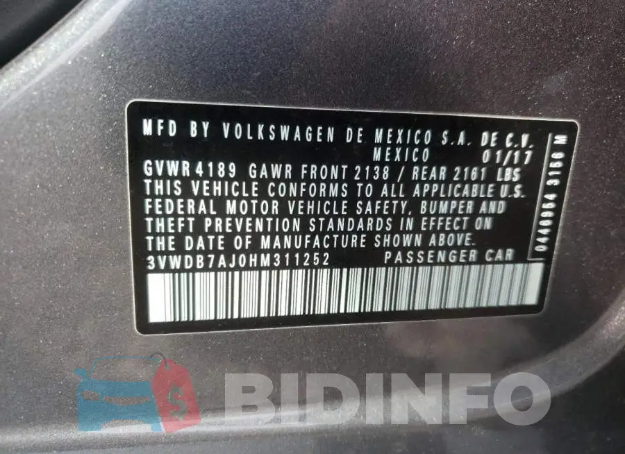 3VWDB7AJ0HM311252 Photo# 10