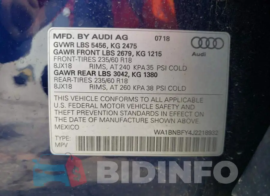 WA1BNBFY4J2218932 Photo# 10