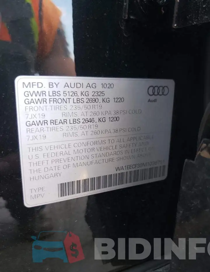 WA1EECF39M1036791 Photo# 10