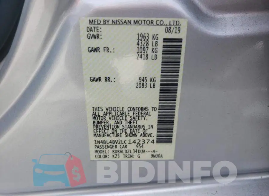 1N4BL4BV2LC142374 Photo# 10