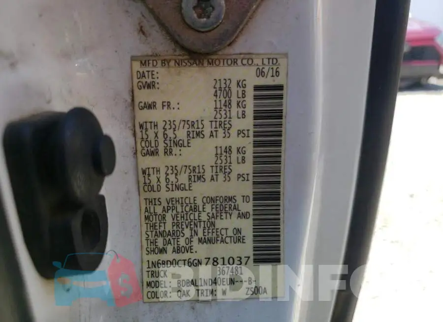 1N6BD0CT6GN781037 Photo# 10