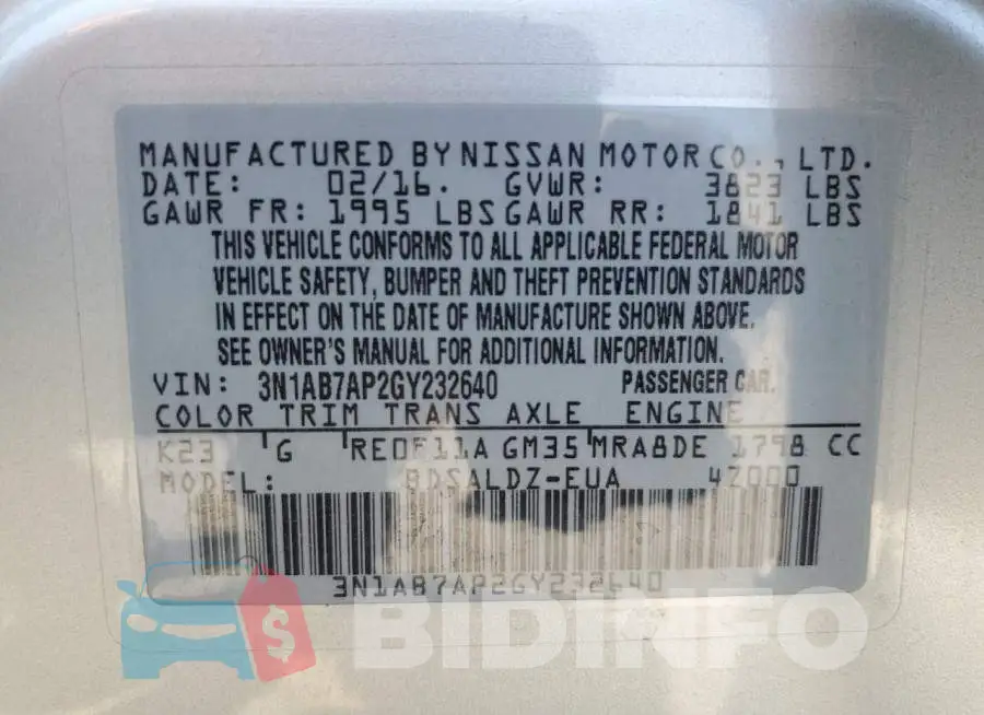 3N1AB7AP2GY232640 Photo# 10