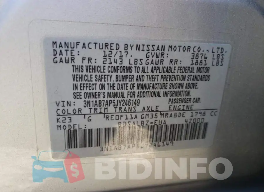 3N1AB7AP5JY246149 Photo# 10