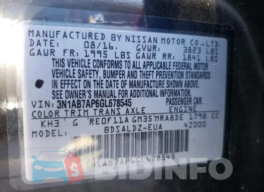 3N1AB7AP6GL678545 Photo# 10
