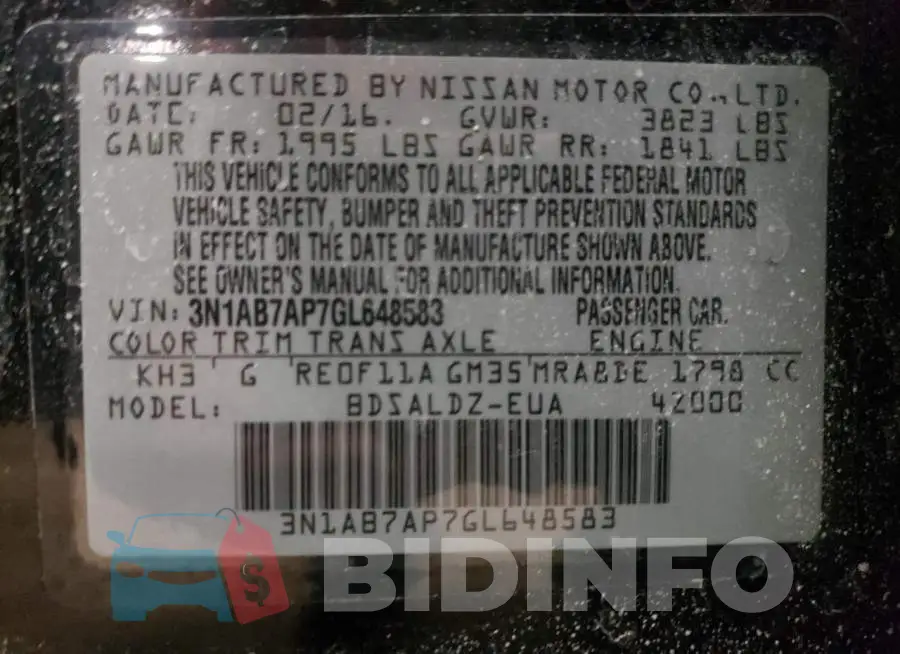 3N1AB7AP7GL648583 Photo# 10
