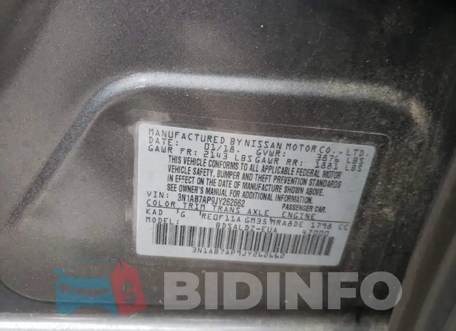 3N1AB7AP9JY262662 Photo# 10