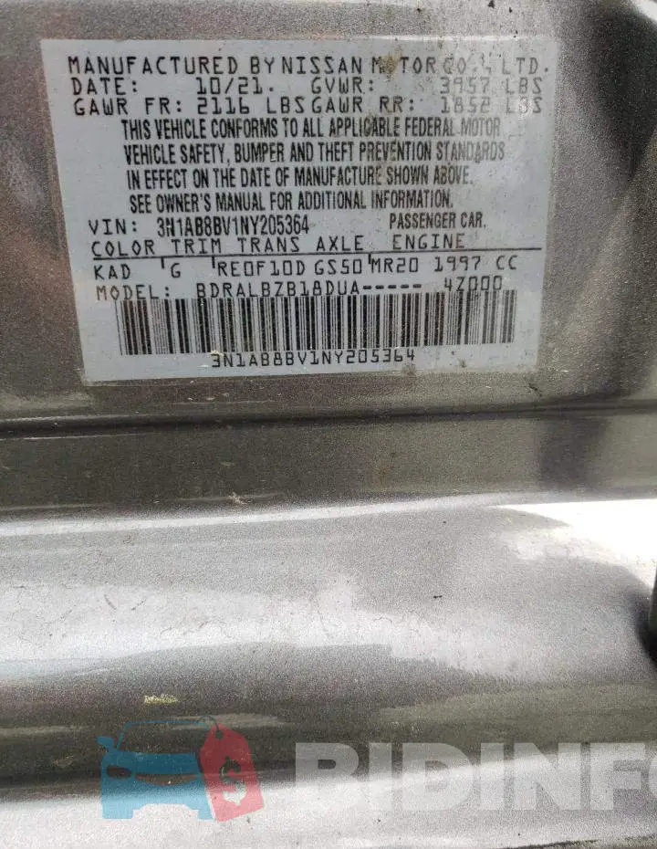 3N1AB8BV1NY205364 Photo# 10