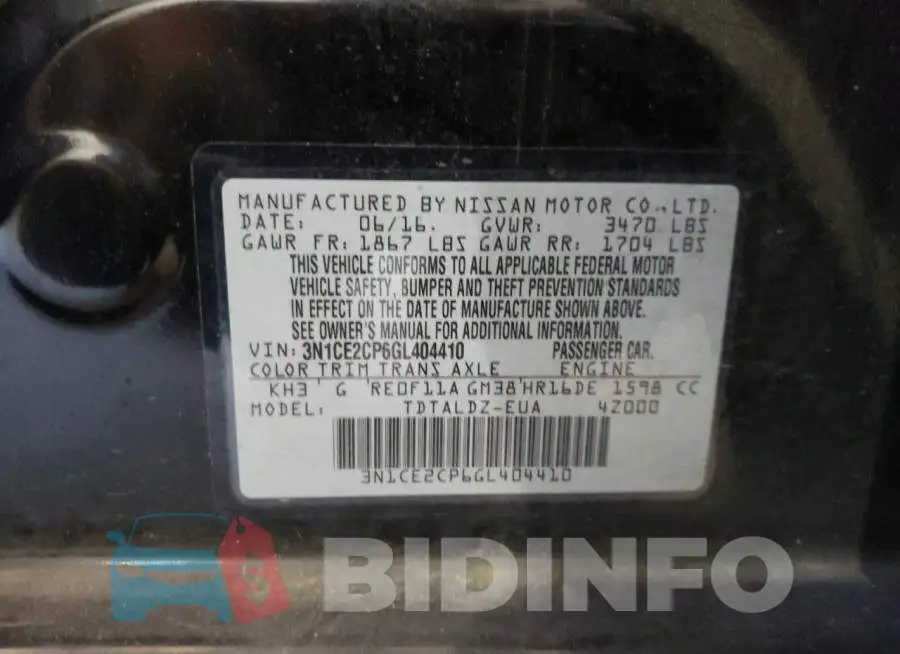 3N1CE2CP6GL404410 Photo# 10