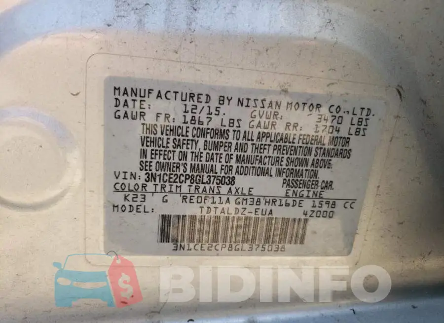 3N1CE2CP8GL375038 Photo# 10