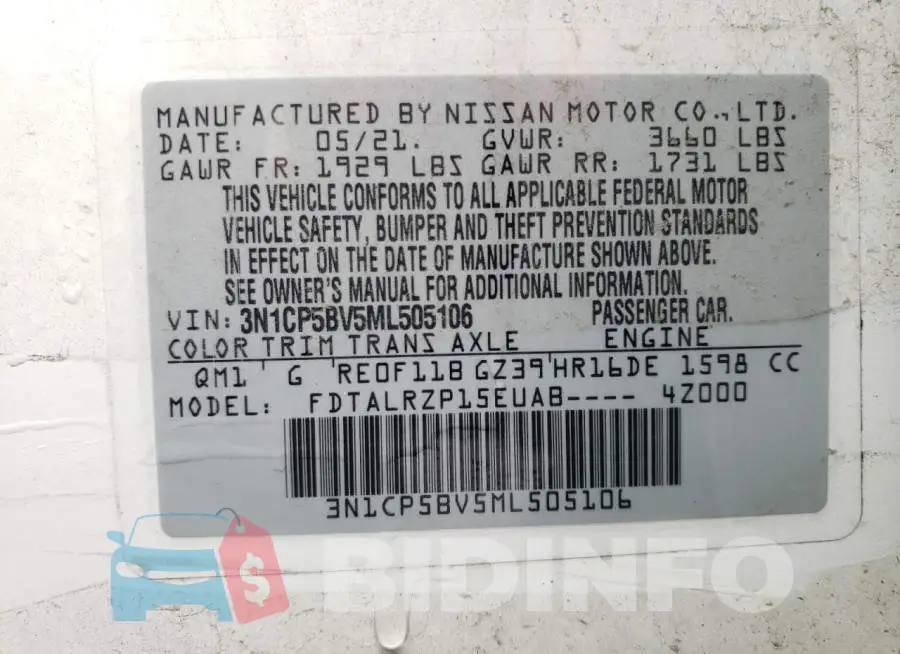 3N1CP5BV5ML505106 Photo# 10
