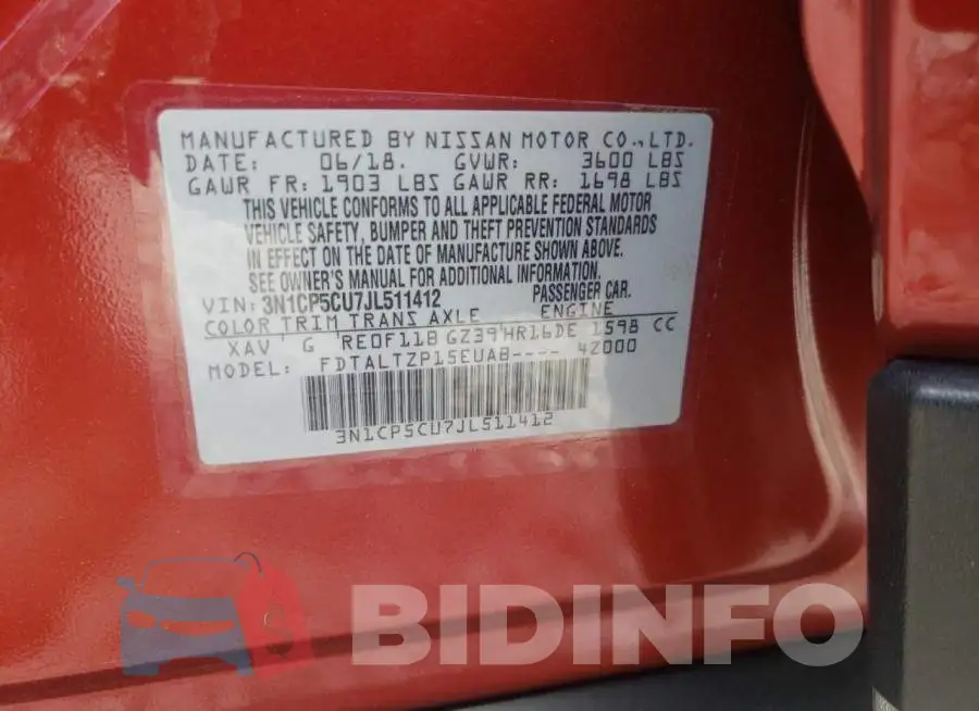 3N1CP5CU7JL511412 Photo# 10