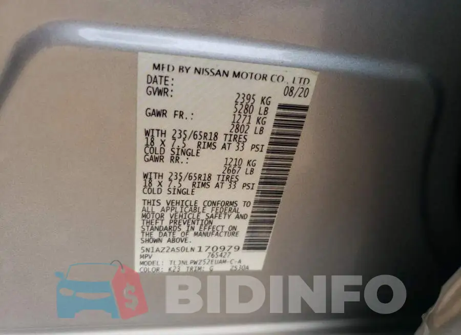 5N1AZ2AS0LN170979 Photo# 10