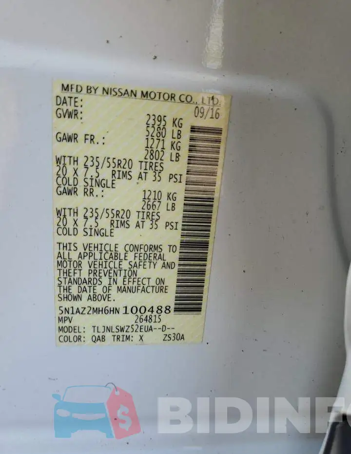 5N1AZ2MH6HN100488 Photo# 10