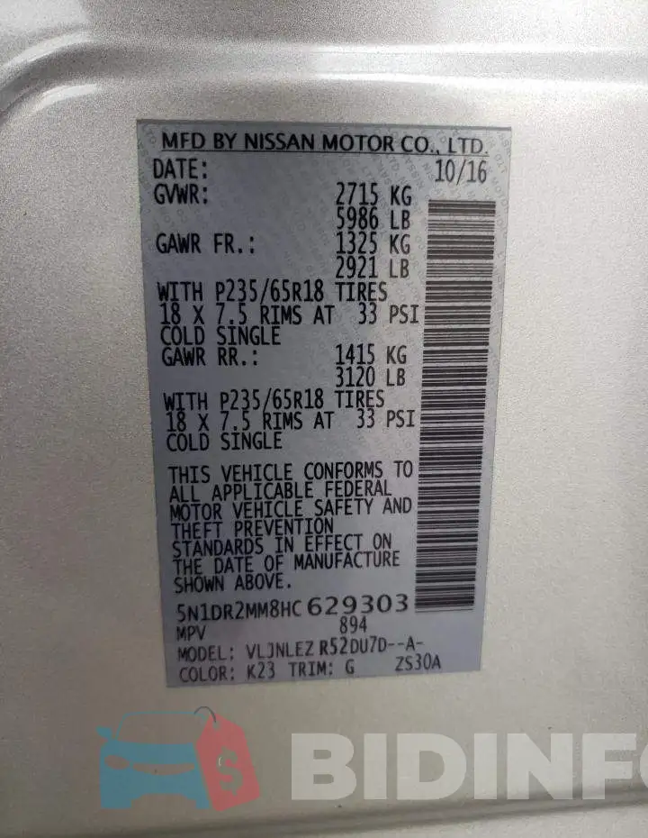 5N1DR2MM8HC629303 Photo# 10