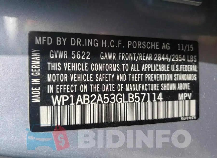 WP1AB2A53GLB57114 Photo# 10