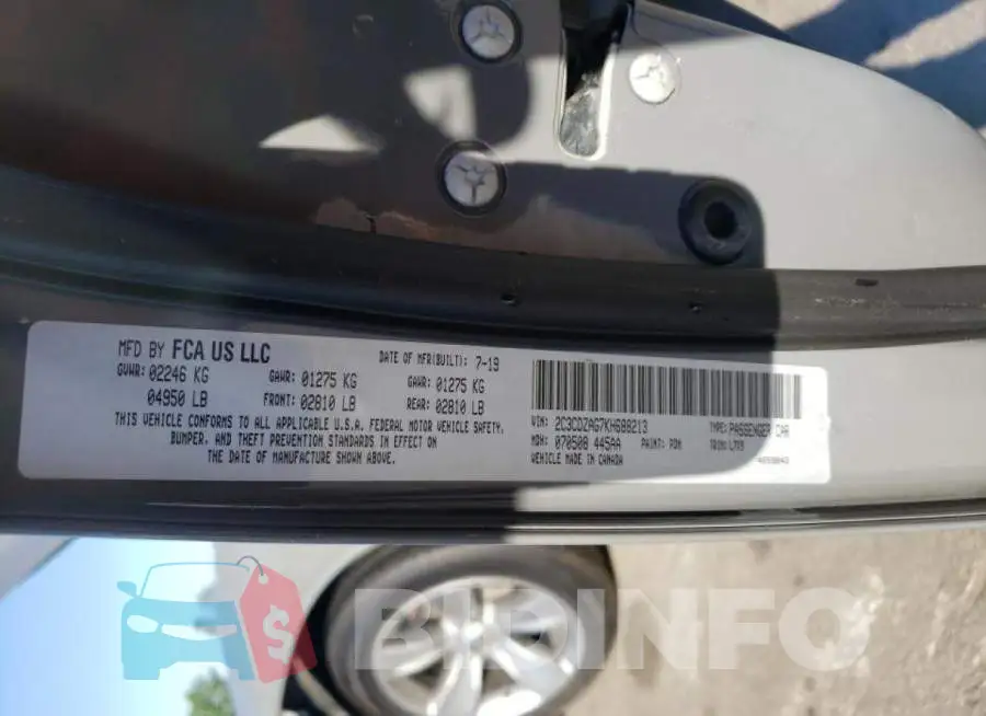 2C3CDZAG7KH688213 Photo# 10
