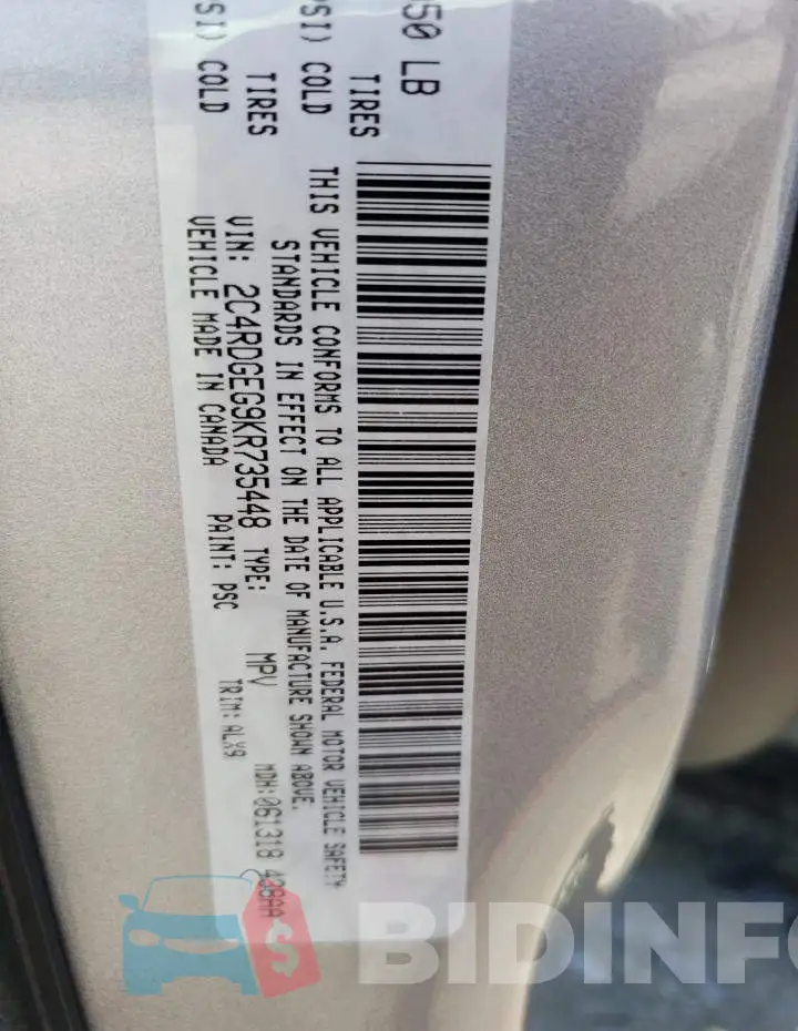 2C4RDGEG9KR735448 Photo# 10