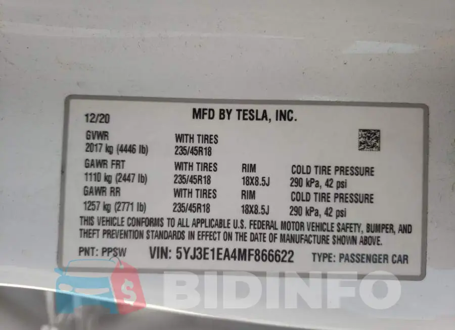 5YJ3E1EA4MF866622 Photo# 10