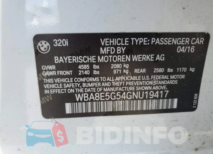WBA8E5G54GNU19417 Photo# 10