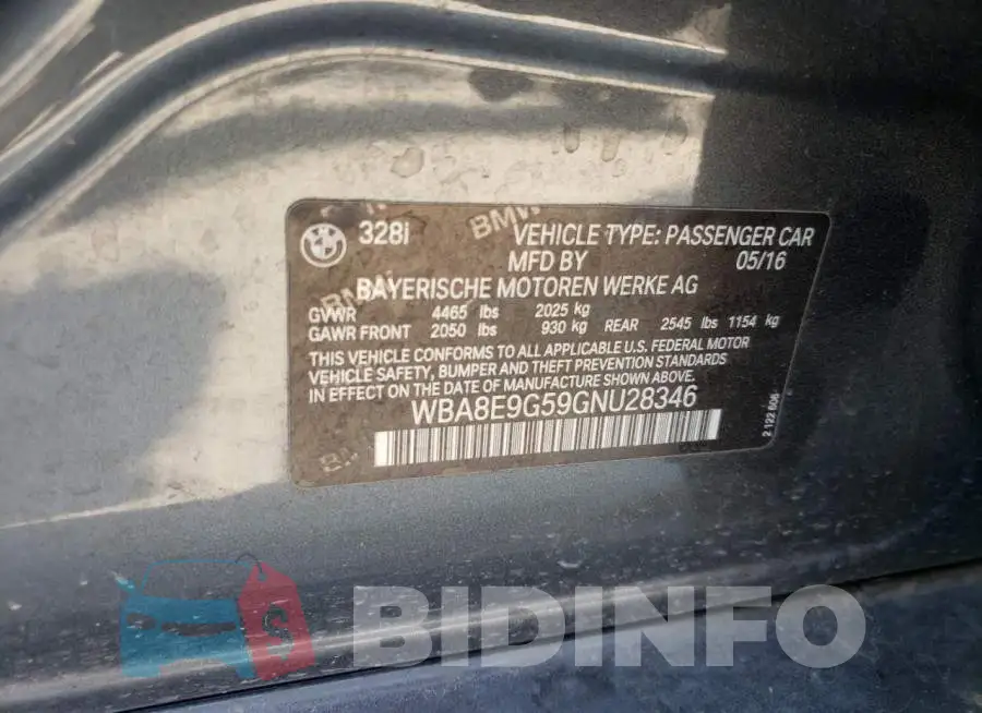 WBA8E9G59GNU28346 Photo# 10