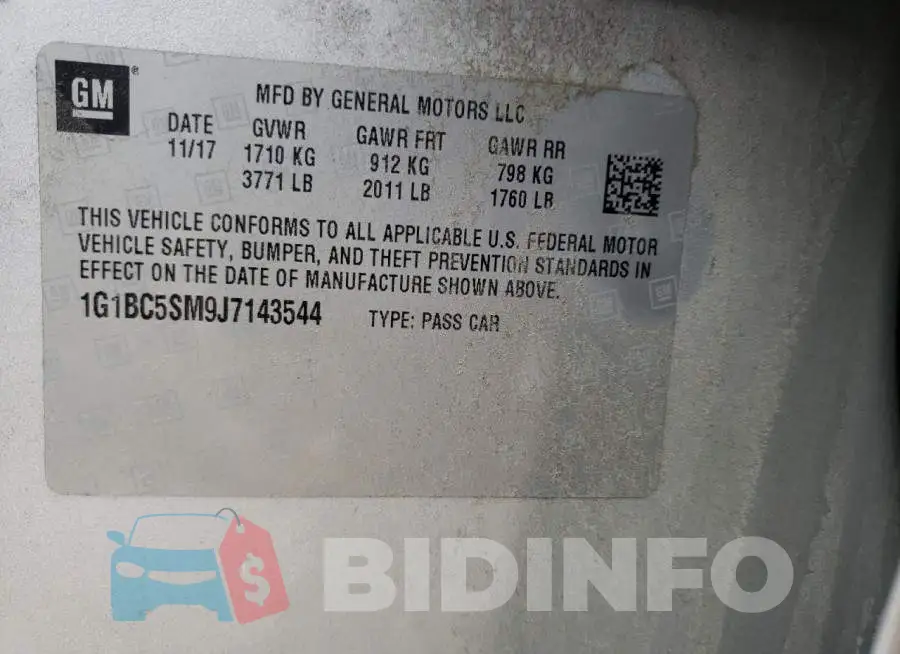 1G1BC5SM9J7143544 Photo# 10