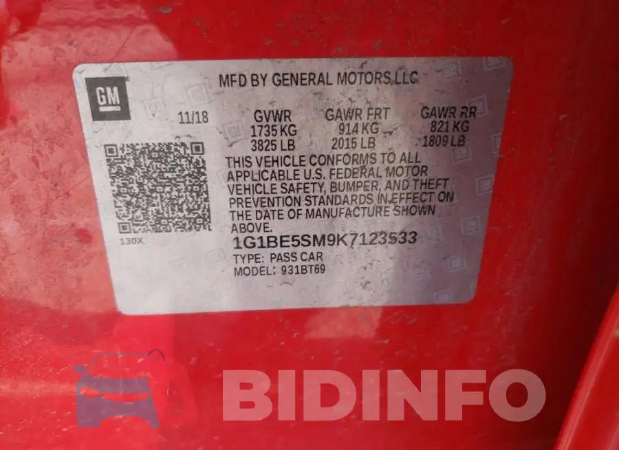 1G1BE5SM9K7123533 Photo# 10