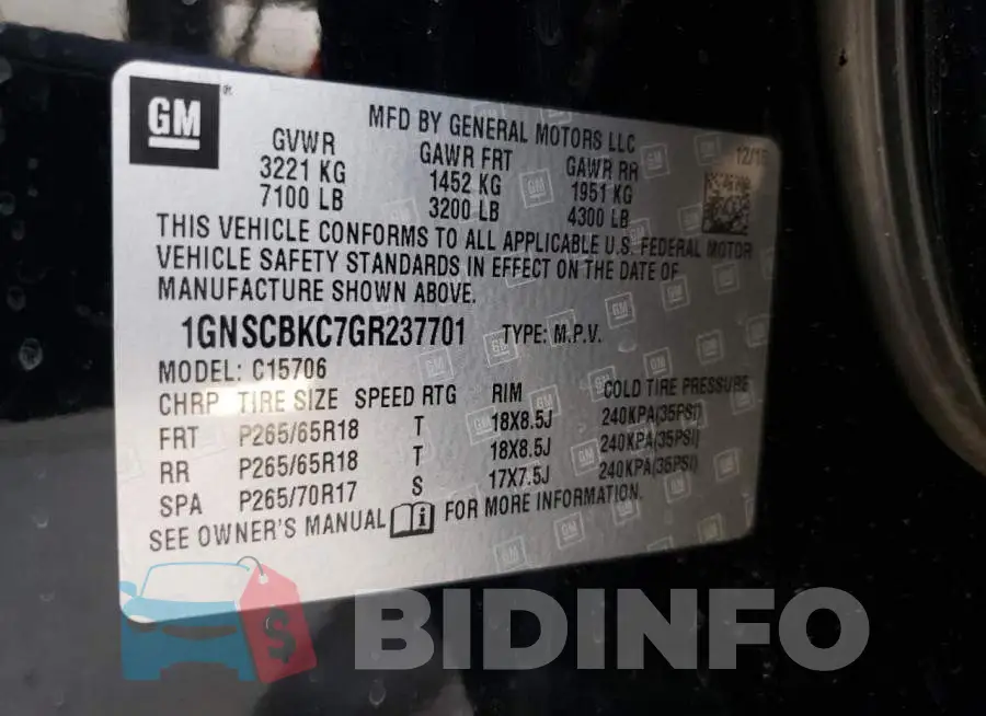 1GNSCBKC7GR237701 Photo# 10