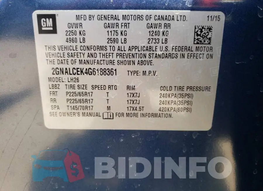 2GNALCEK4G6188361 Photo# 10