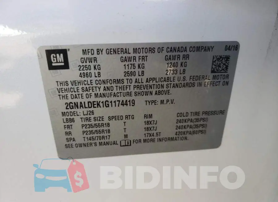 2GNALDEK1G1174419 Photo# 10