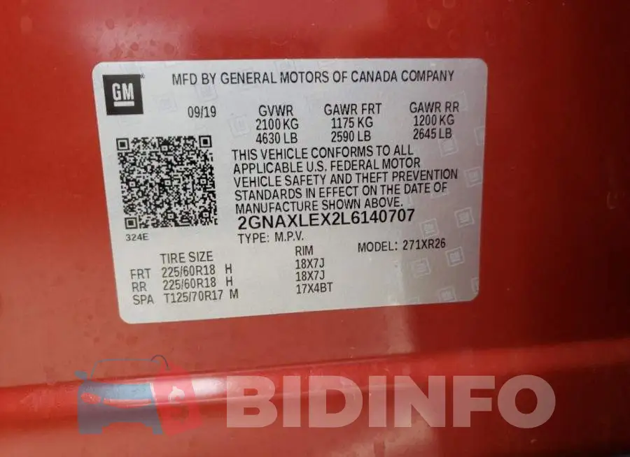 2GNAXLEX2L6140707 Photo# 10