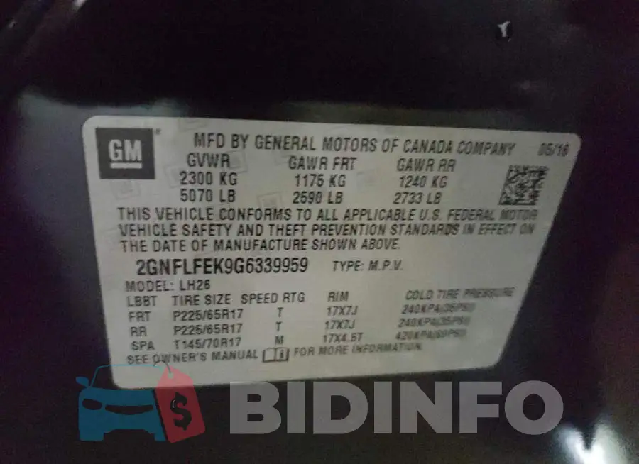 2GNFLFEK9G6339959 Photo# 10