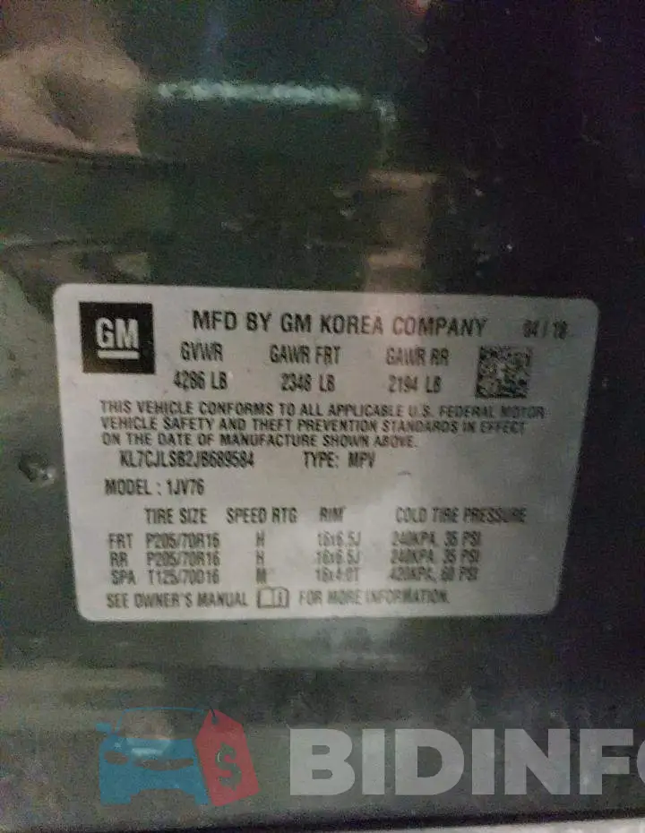 KL7CJLSB2JB689584 Photo# 10
