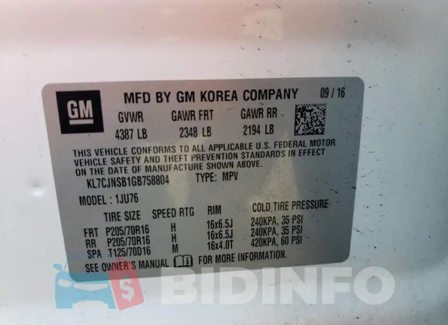 KL7CJNSB1GB758804 Photo# 10