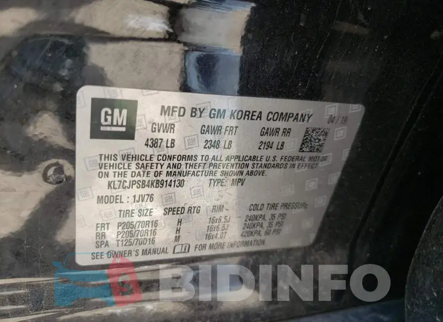 KL7CJPSB4KB914130 Photo# 10