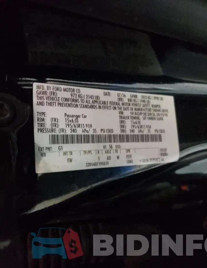 1FADP3E28GL361516 Photo# 10