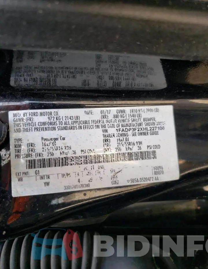 1FADP3F2XHL227106 Photo# 10