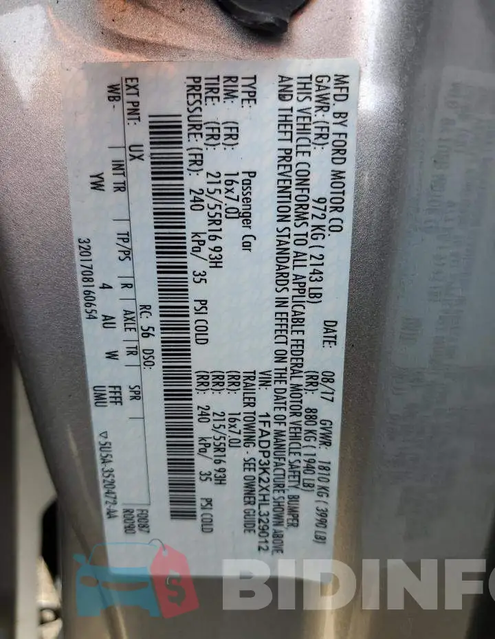 1FADP3K2XHL329012 Photo# 10