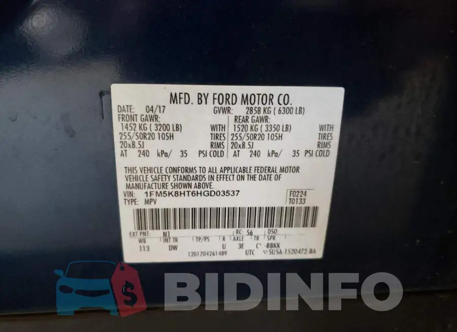 1FM5K8HT6HGD03537 Photo# 10