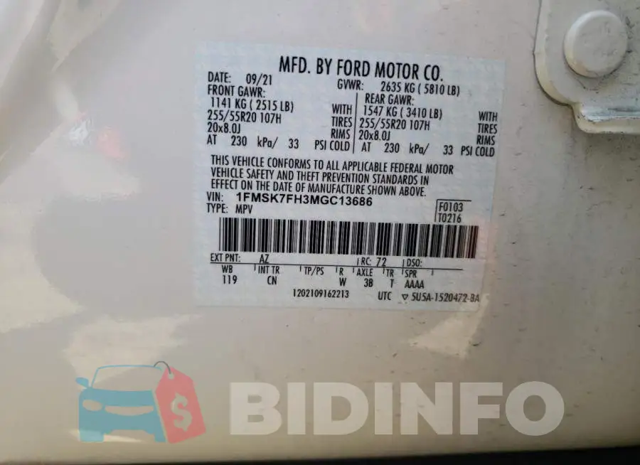 1FMSK7FH3MGC13686 Photo# 10