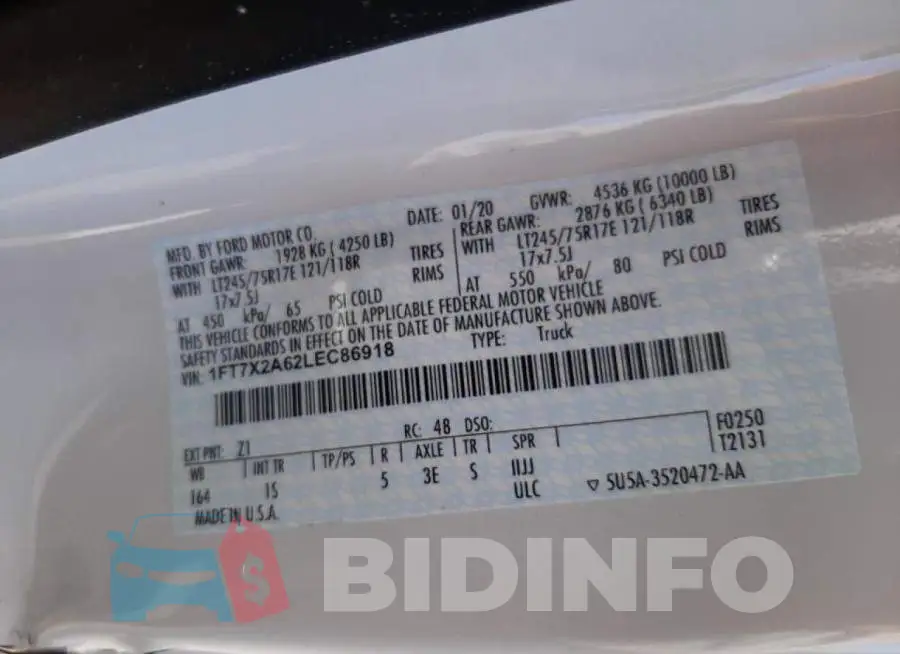 1FT7X2A62LEC86918 Photo# 10