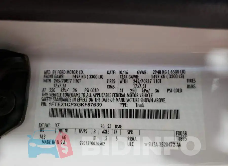 1FTEX1CP3GKF67639 Photo# 10