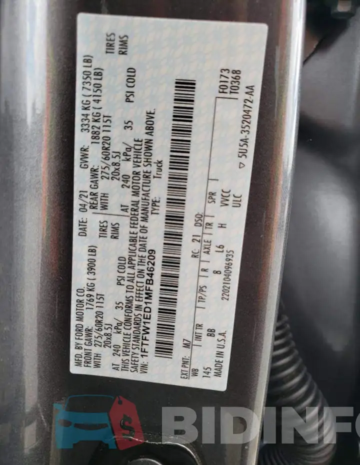 1FTFW1ED1MFB46209 Photo# 10
