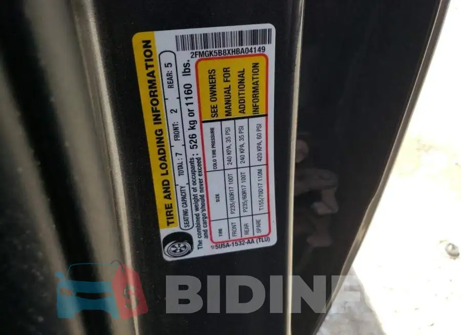 2FMGK5B8XHBA04149 Photo# 10