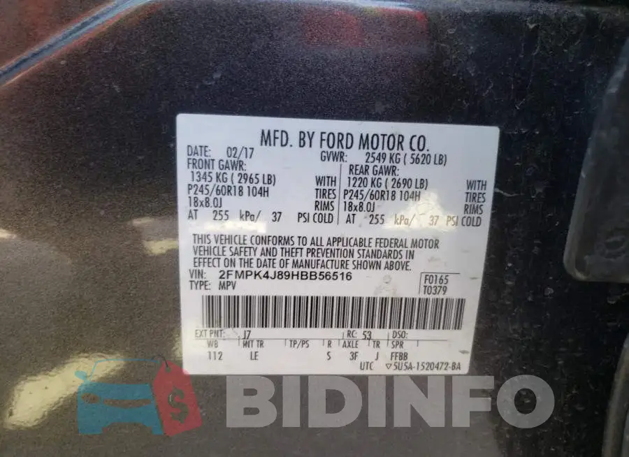 2FMPK4J89HBB56516 Photo# 10