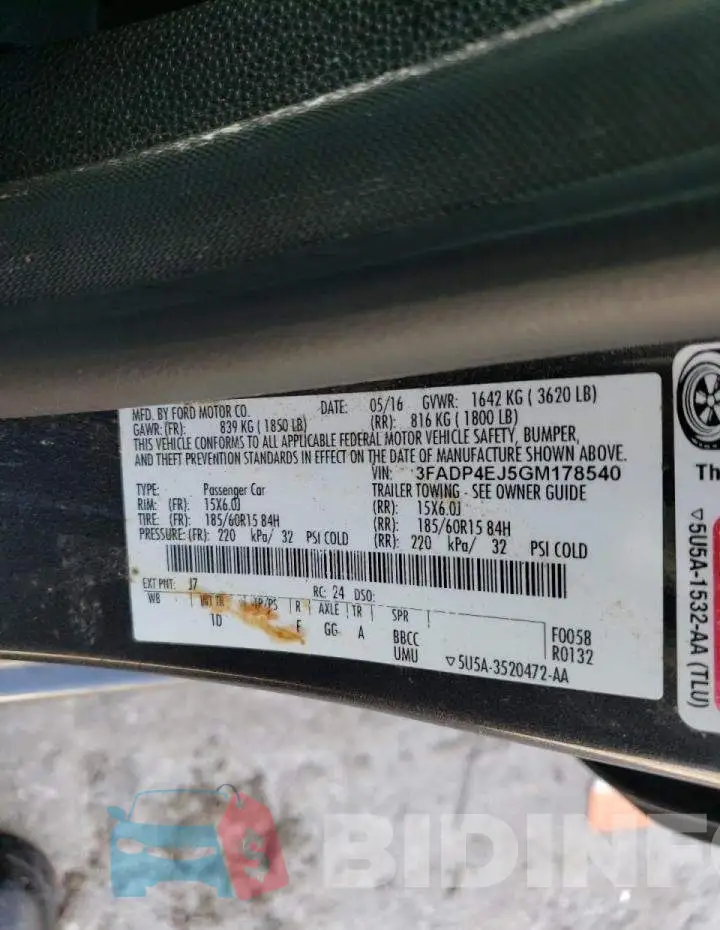 3FADP4EJ5GM178540 Photo# 10