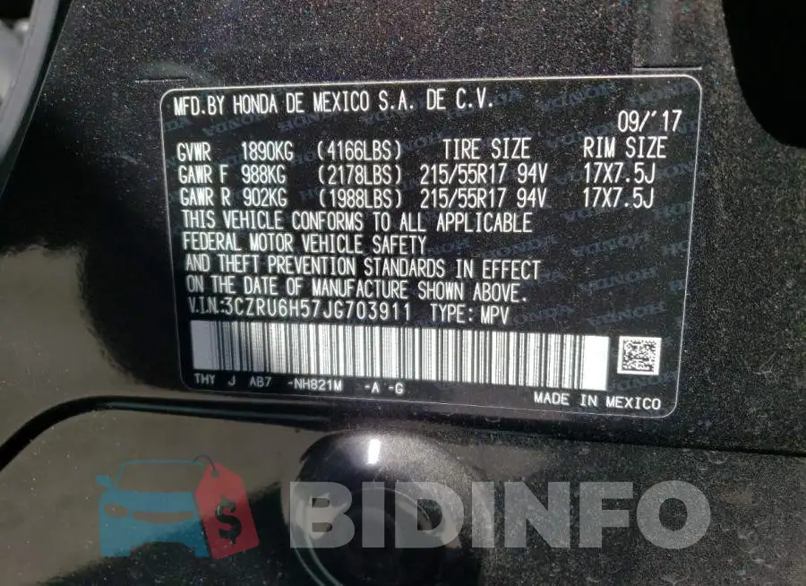 3CZRU6H57JG703911 Photo# 10